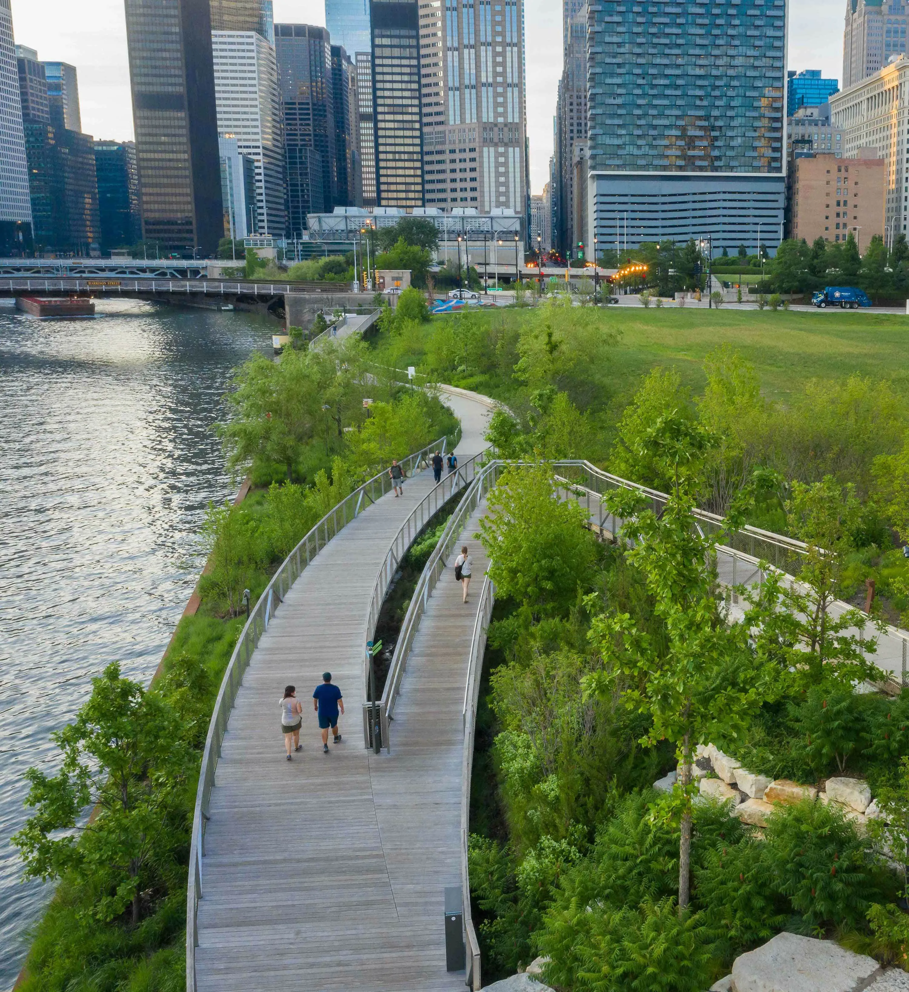 4 A drone path people water reflection southbank park riverline development hoerrschaudt